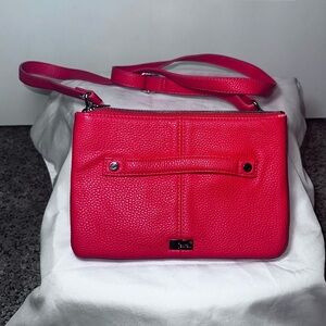 Jewell Vibrant Coral Double Compartment Crossbody Purse